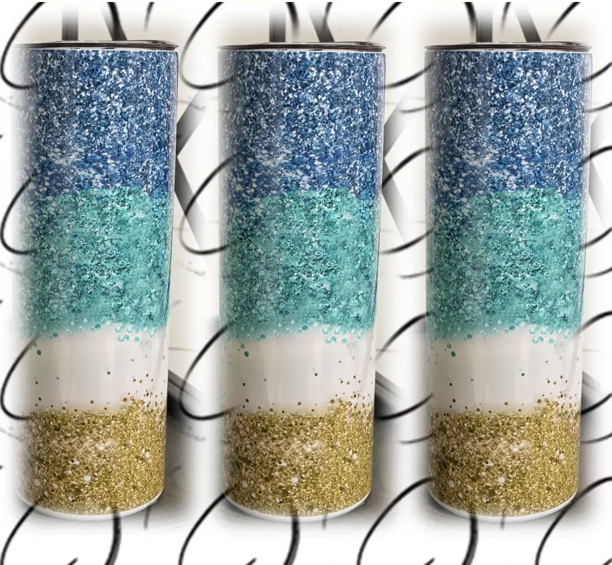 PREORDER: Glitter Ocean Skinny Tumbler