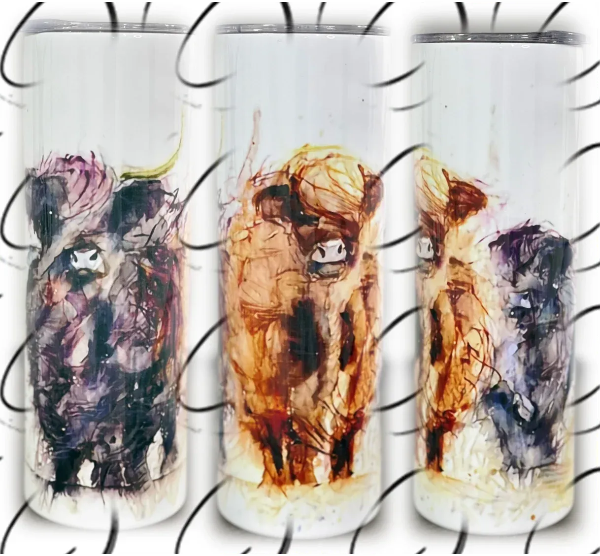 PREORDER: Watercolor Highland Cow Skinny Tumbler