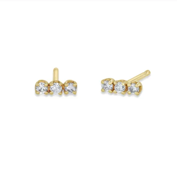 Prong Set Diamond Bar Studs