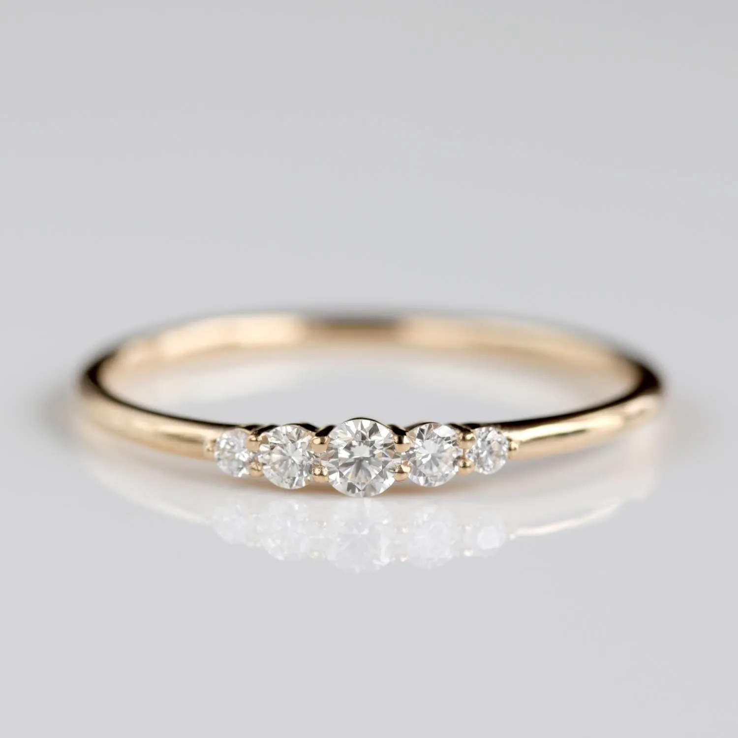 Prong-set Five Stone Stacking Ring 