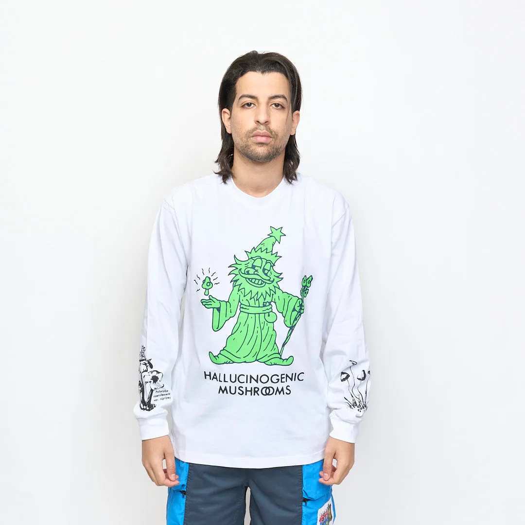 Real Bad Man - Hallucinogenic Wiz LS Tee Organic (White)