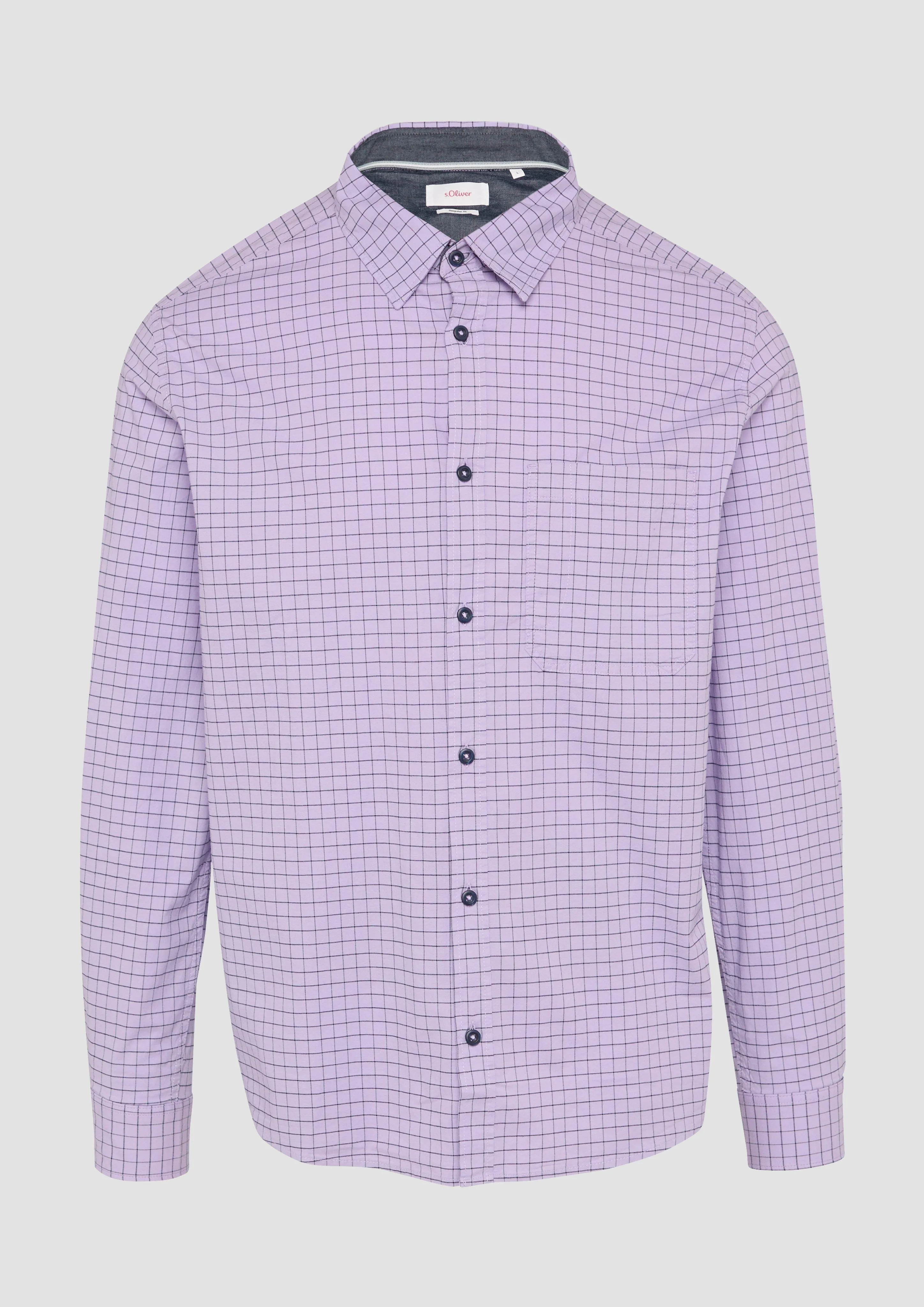 Regular fit: check shirt made of stretch cotton with a breast pocket