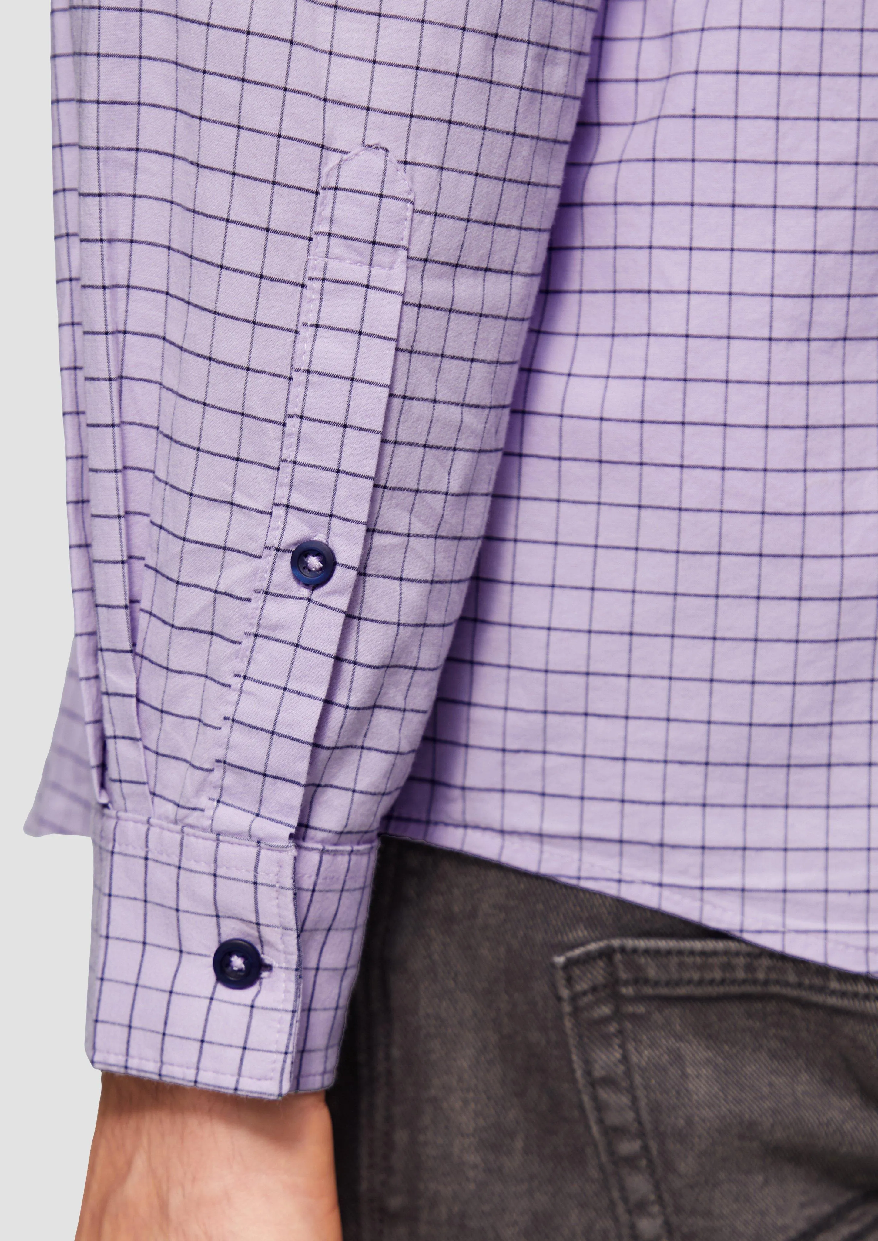 Regular fit: check shirt made of stretch cotton with a breast pocket