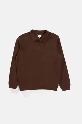 Reverse Terry Quarter Zip Brown