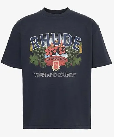 Rhude Mens Vtg Black Town and Country graphic-print cotton T-shirt