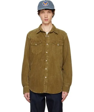 RRL Tan Slim Fit Corduroy Western Shirt