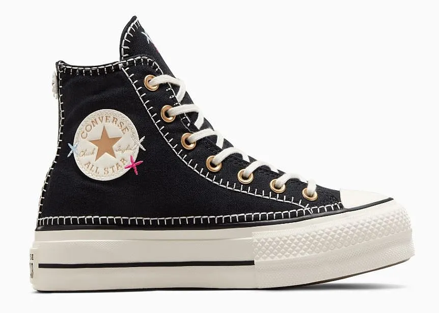 shoes Converse CT All Star Lift Crafted Stitching Platform  Hi - A08731/Black/Egret/Gold - women´s