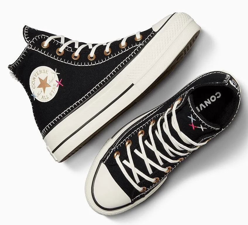 shoes Converse CT All Star Lift Crafted Stitching Platform  Hi - A08731/Black/Egret/Gold - women´s