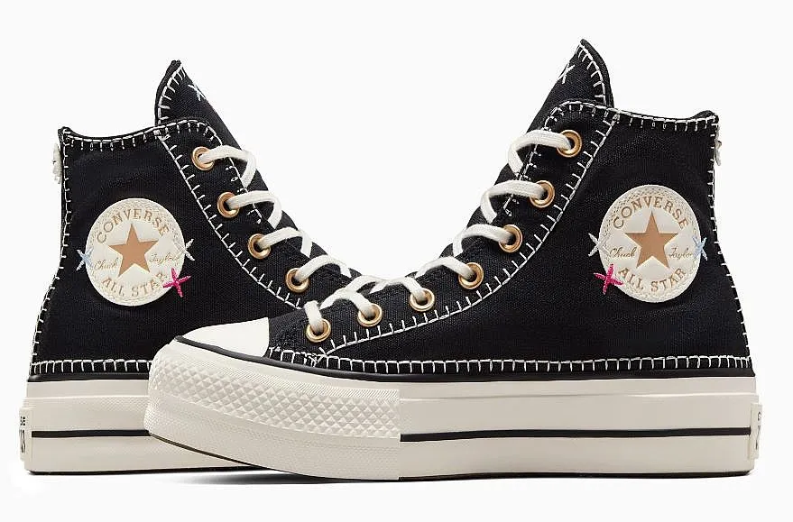 shoes Converse CT All Star Lift Crafted Stitching Platform  Hi - A08731/Black/Egret/Gold - women´s