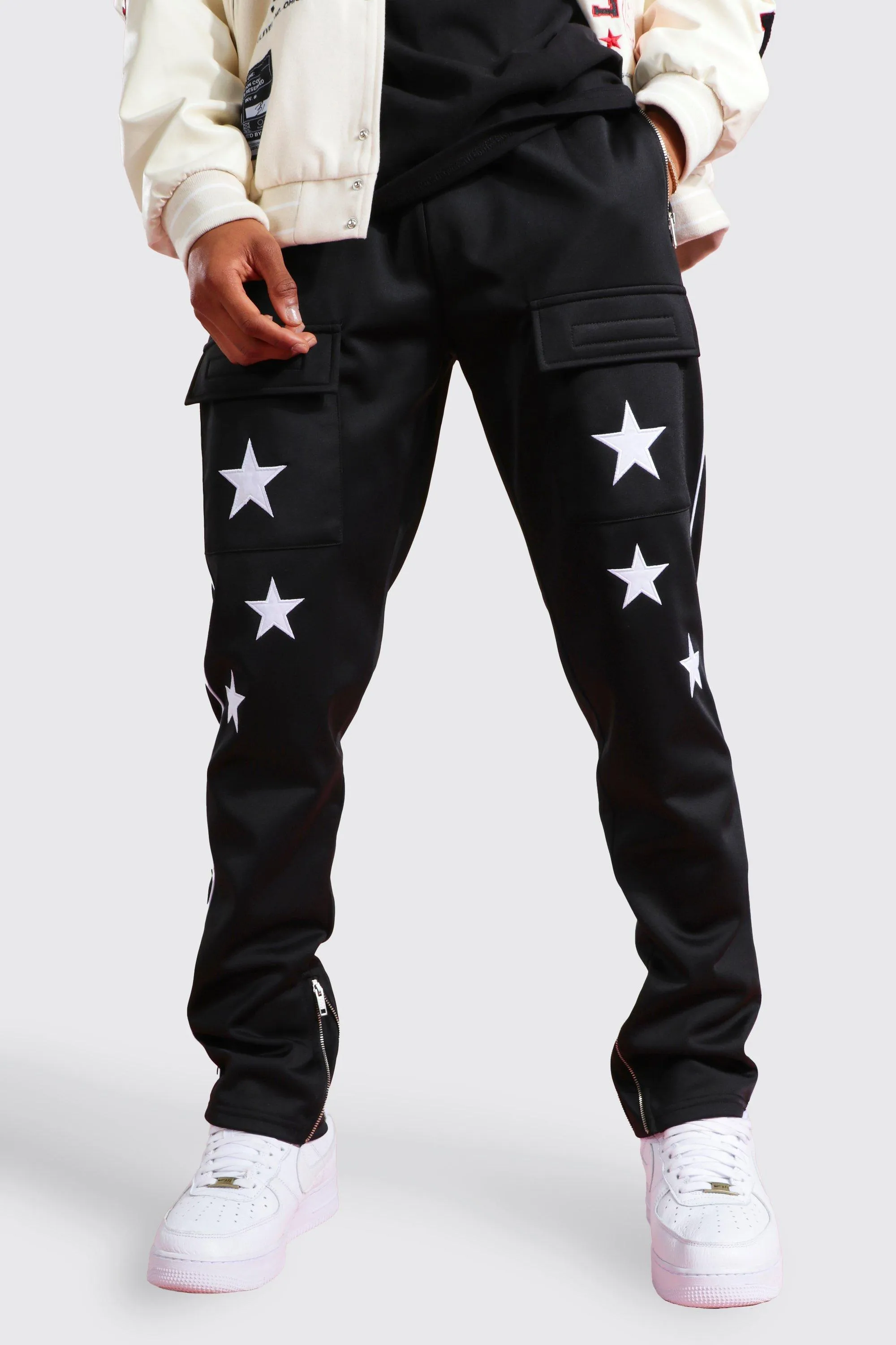 Skinny Cargo Tricot Star Jogger | boohooMAN UK