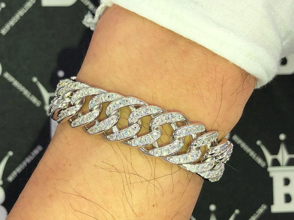 Skinny Cuban Link 15MM VVS Iced Out Hip Hop Bracelet