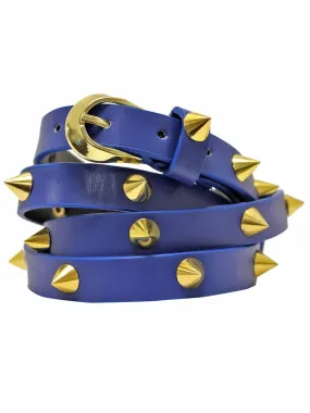 Skinny Gold Spike Studded Belt