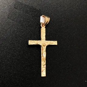 Skinny Nugget Jesus Crucifix Cross DC 10K Yellow Gold Pendant