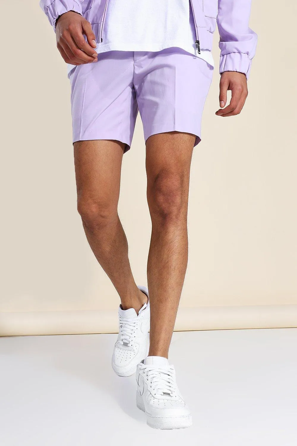 Skinny Smart Fixed Waistband Shorts | boohooMAN UK