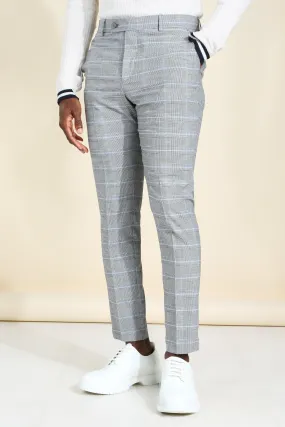 Skinny Windowpane Check Smart Trouser | boohooMAN UK