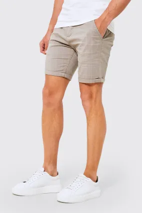 Slim Fit Checked Chino Shorts