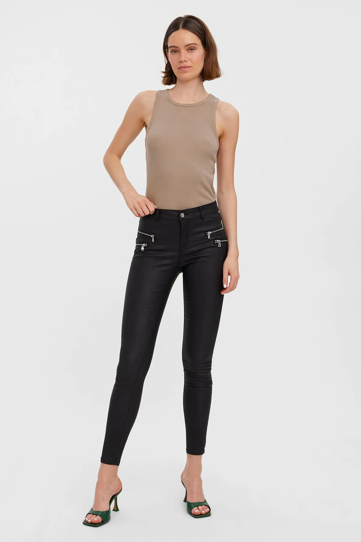 Slim Zip Pants in Black 32