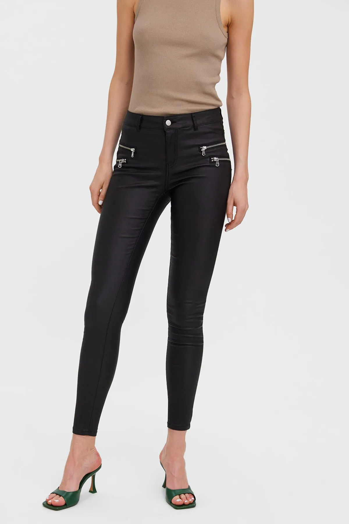 Slim Zip Pants in Black 32