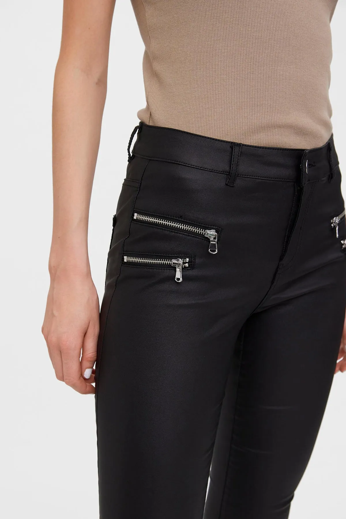 Slim Zip Pants in Black 32