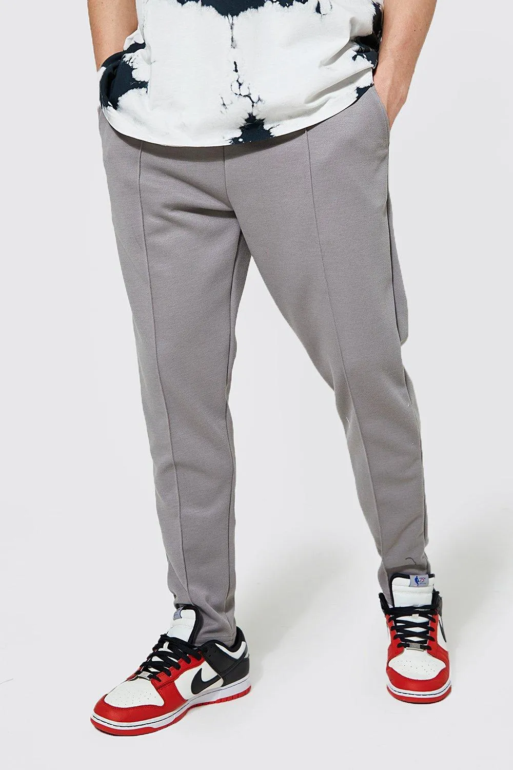 Smart Skinny Fit Pintuck Jogger | boohooMAN UK