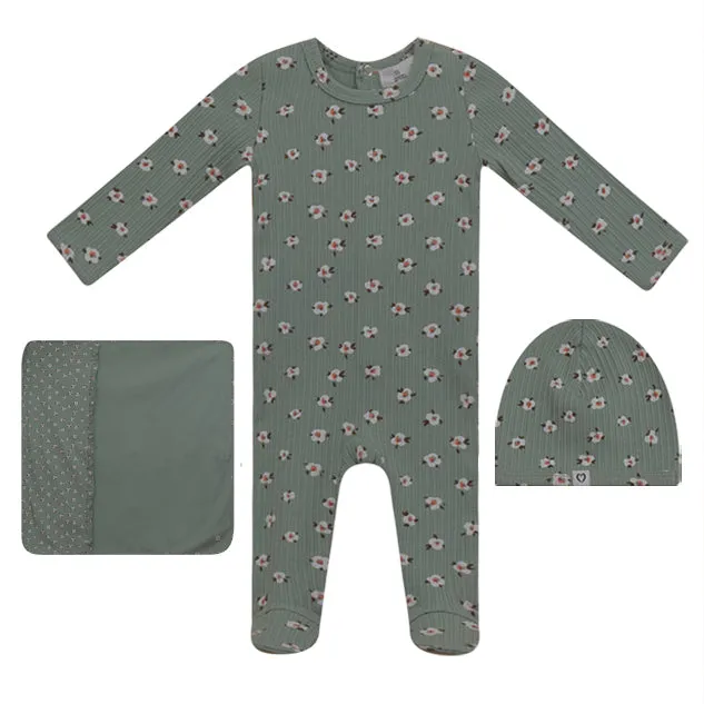 So Loved Mint Flower Layette Set