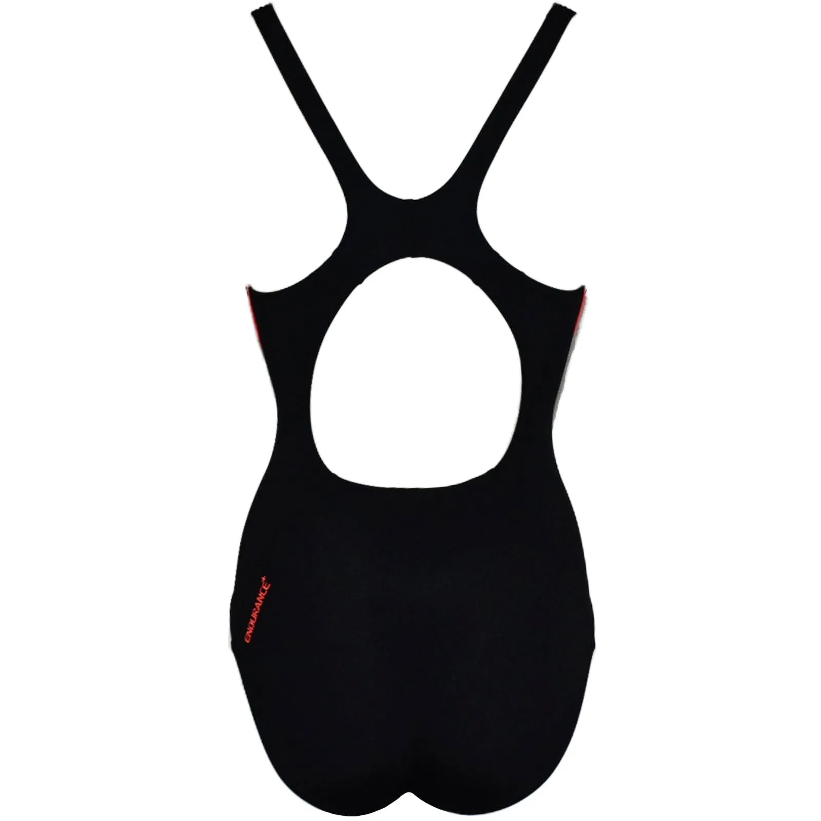 Speedo Womens Panel Muscleback One Piece Swimming Costume - Black/Red