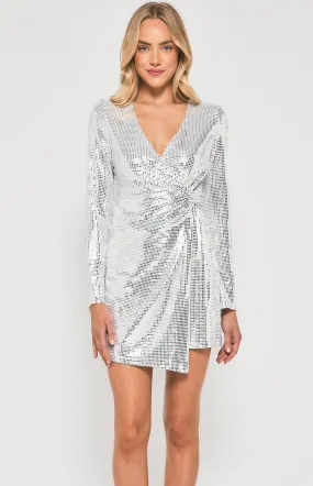 Square Sequin Dress with Side Knot Details (WDR603A)