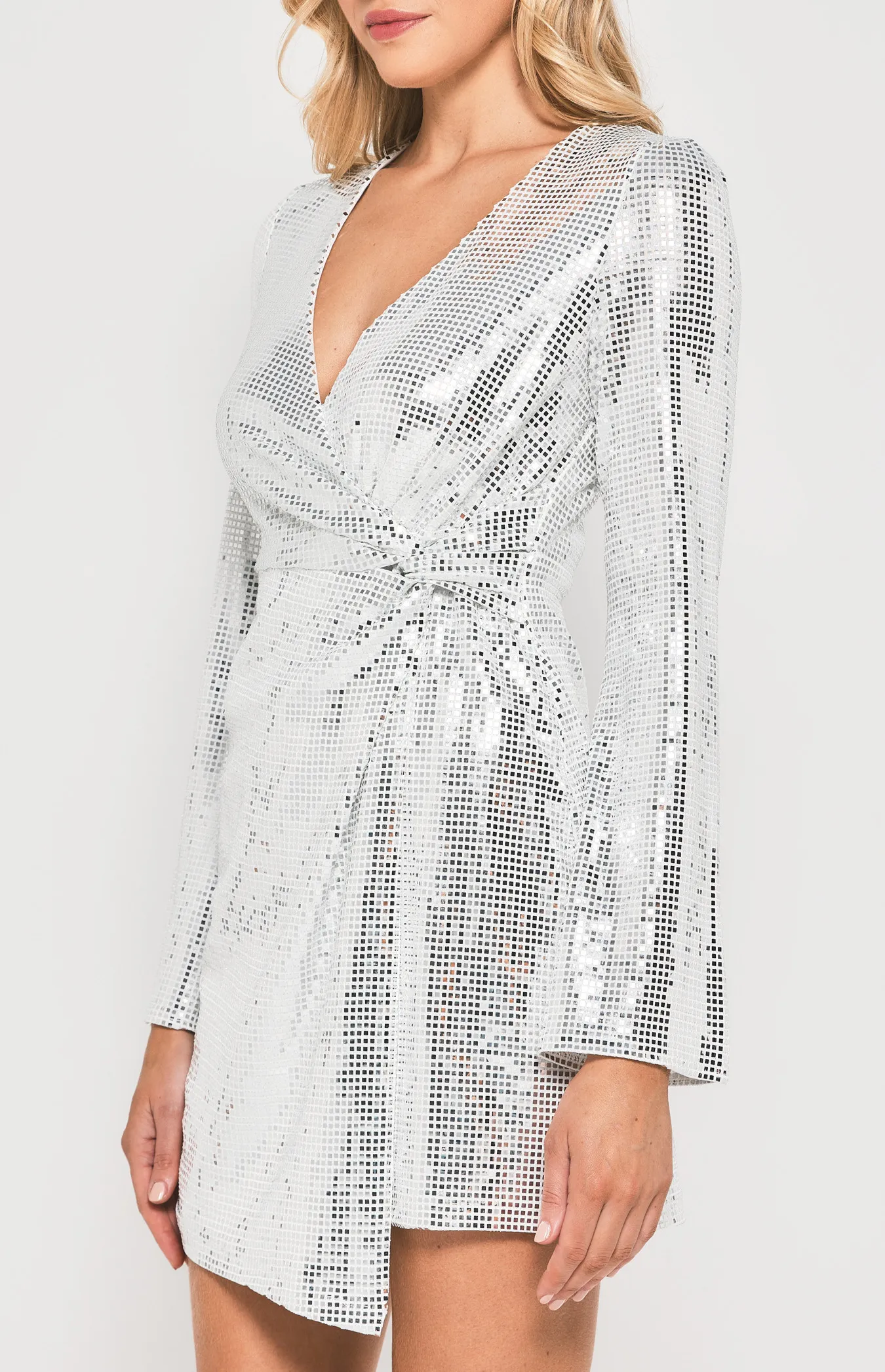 Square Sequin Dress with Side Knot Details (WDR603A)