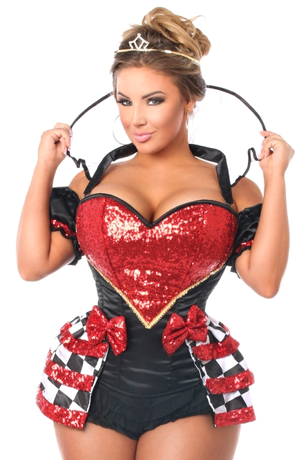 Steampunk Royal Red Queen Corset Costume for Women - Top Drawer 6 Piece Set