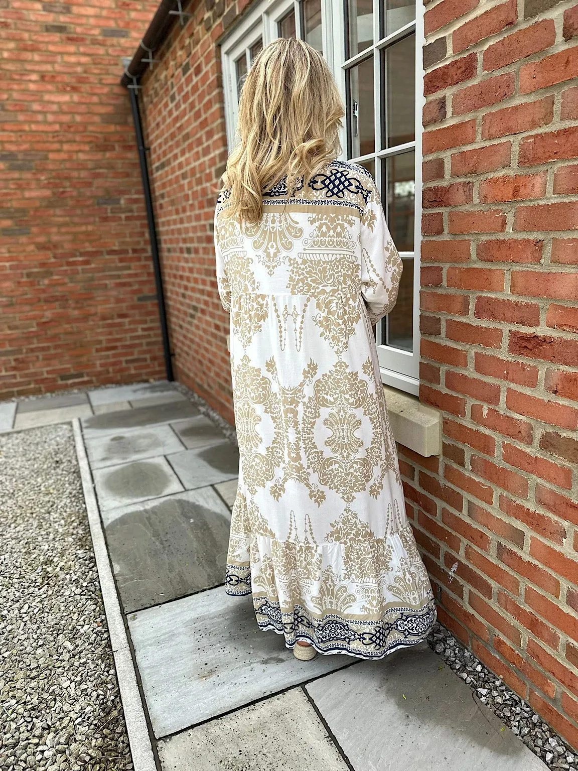 Stone Paisley Print Maxi Dress Cecilia