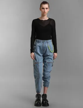 Straight Fit Cut-Out Denim