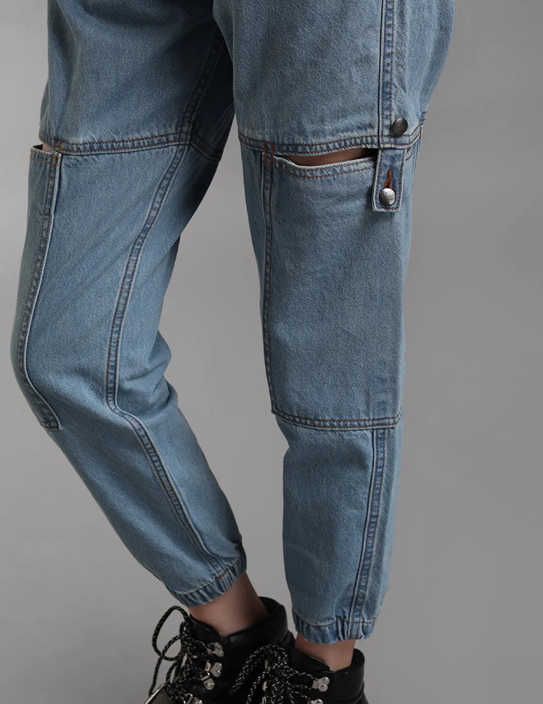 Straight Fit Cut-Out Denim