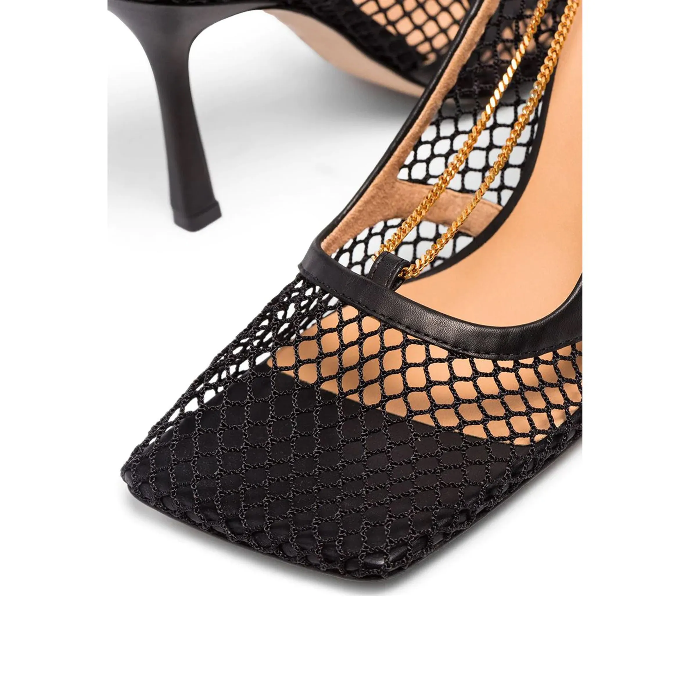 Stretch Mesh Square Sandals 90, Black