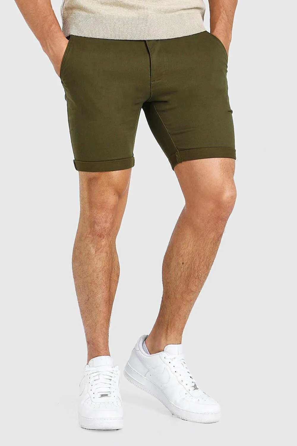 Super Skinny Fit Chino Short | boohooMAN UK