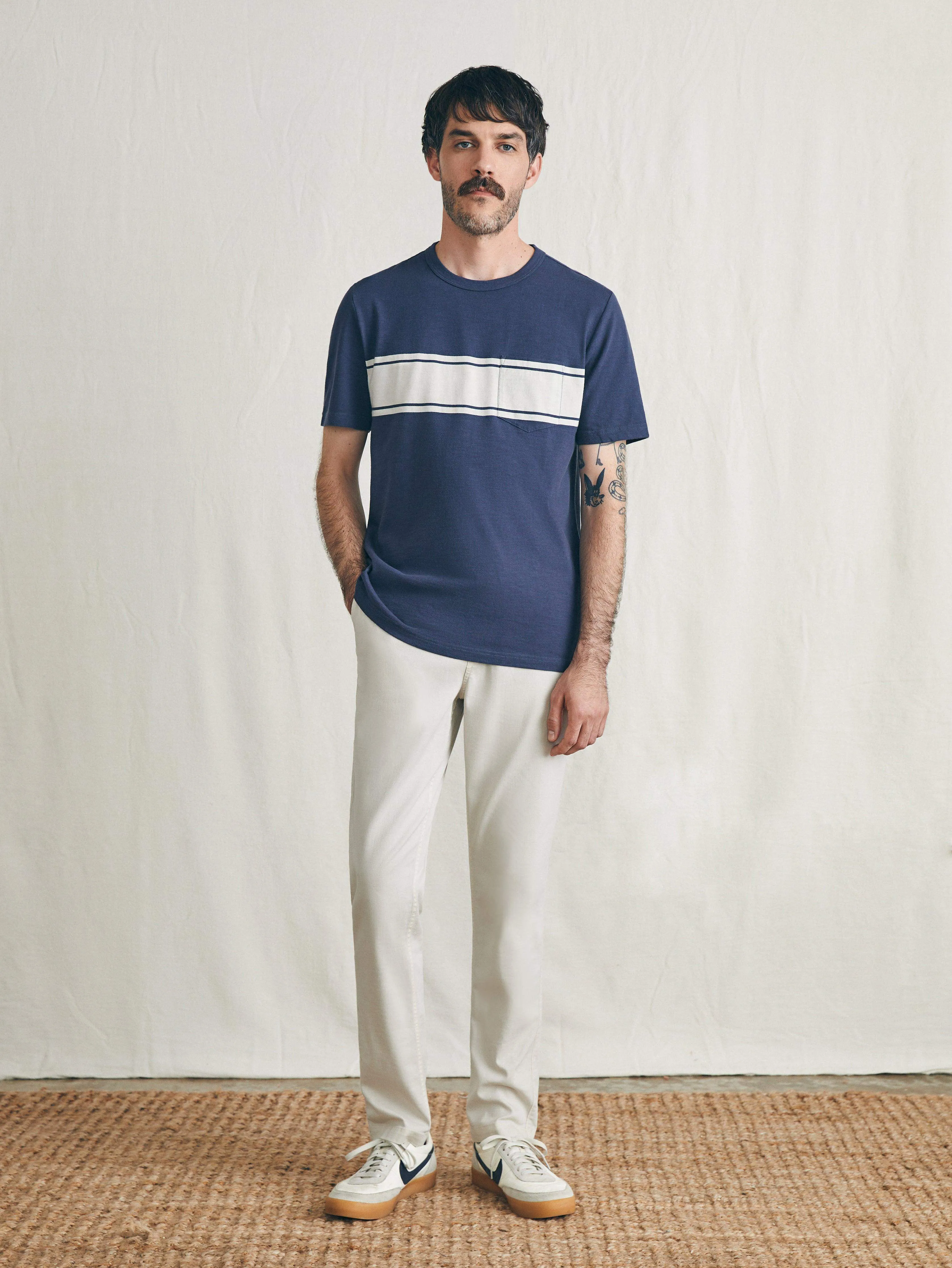 Surf Stripe Sunwashed Tee (Tall) - Dune Navy