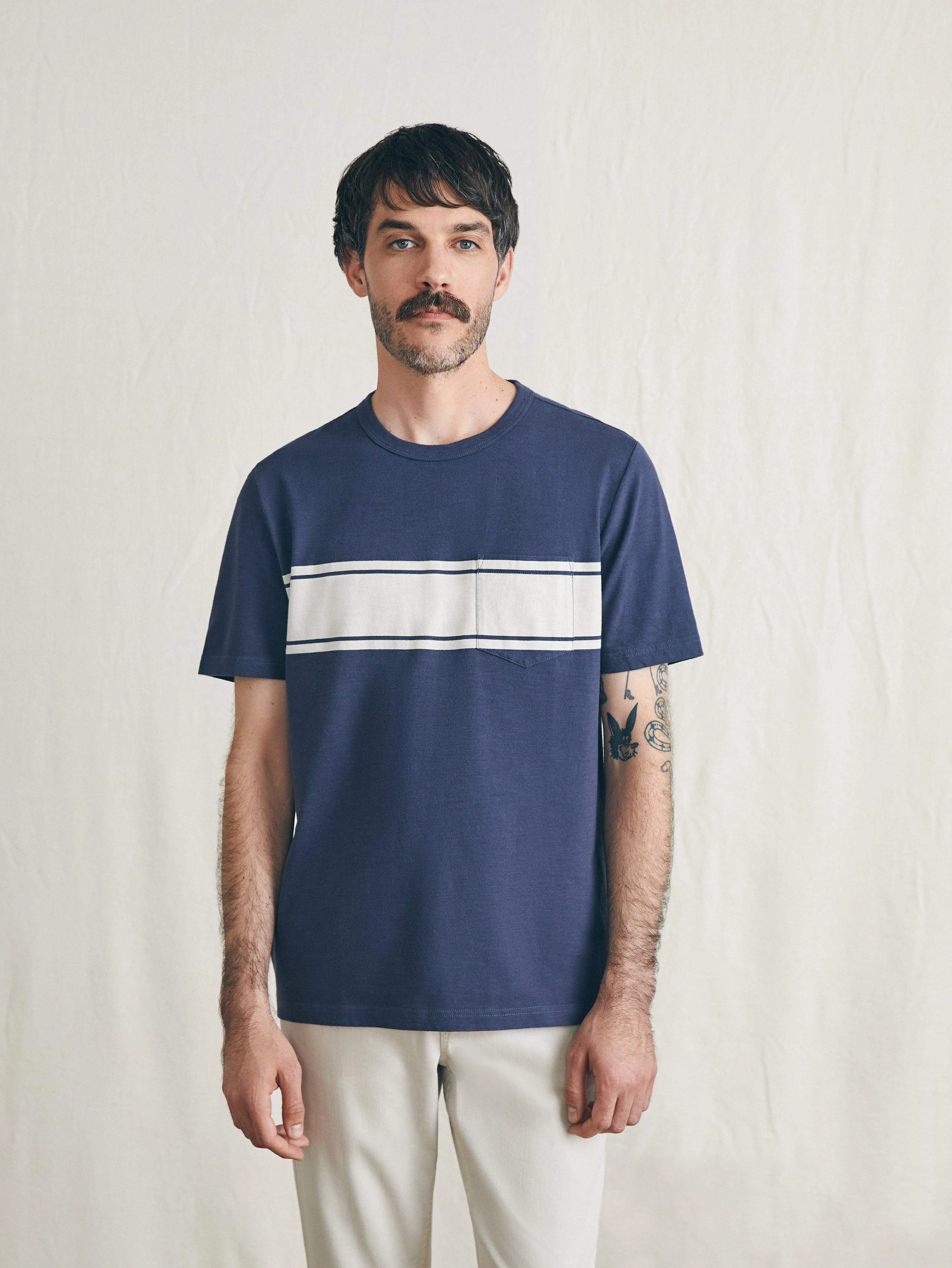 Surf Stripe Sunwashed Tee (Tall) - Dune Navy