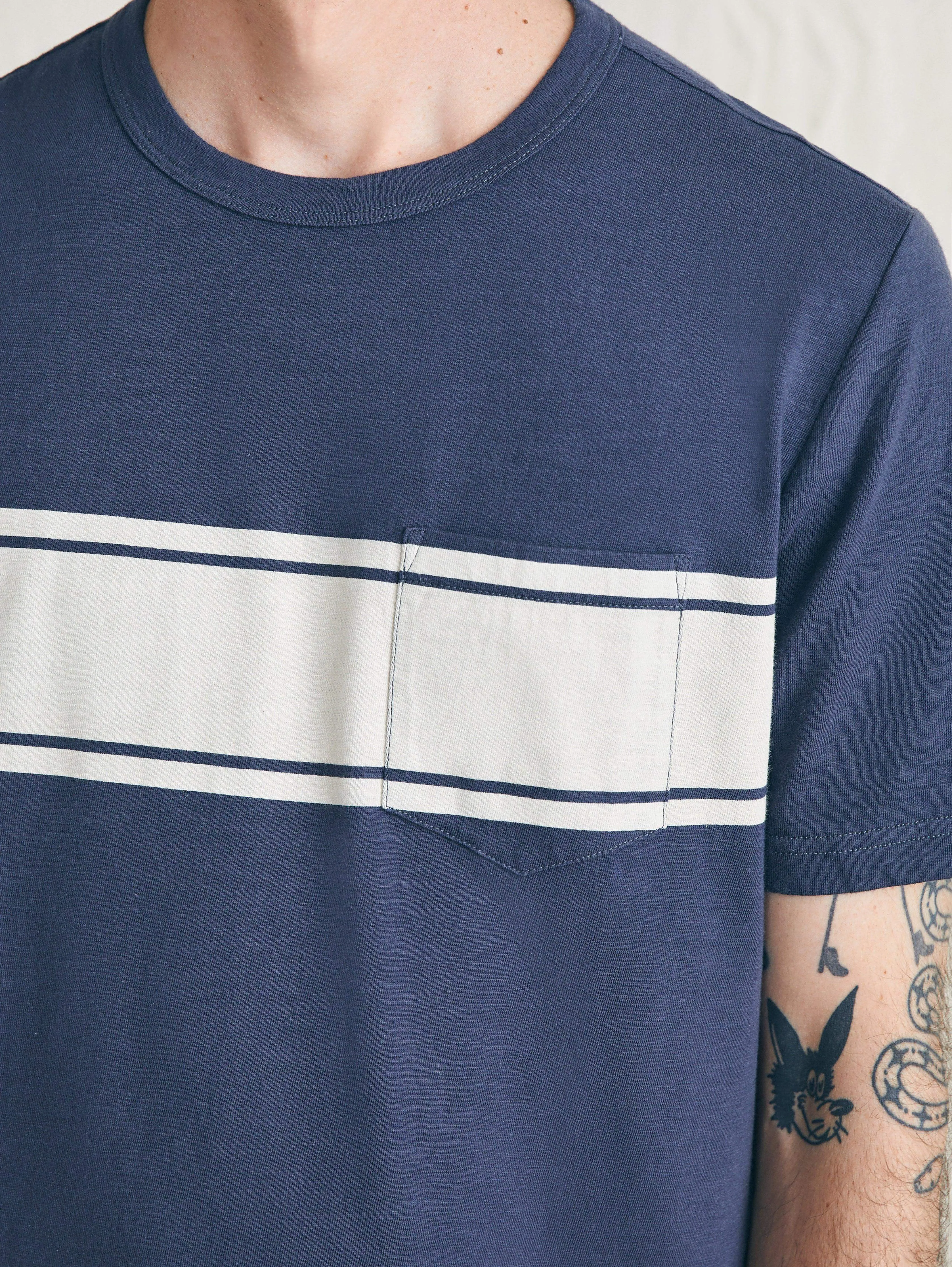 Surf Stripe Sunwashed Tee (Tall) - Dune Navy