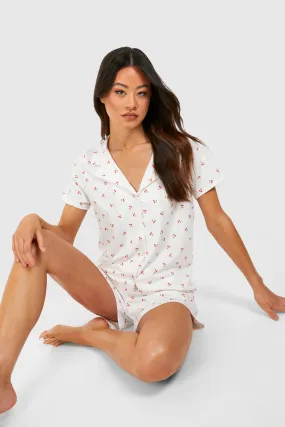 Tall Cherry Print Short Pj Set