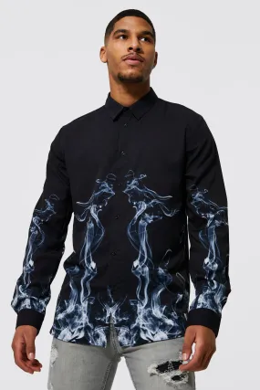 Tall Long Sleeve Smoke Print Shirt