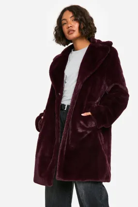 Tall Longline Faux Fur Jacket