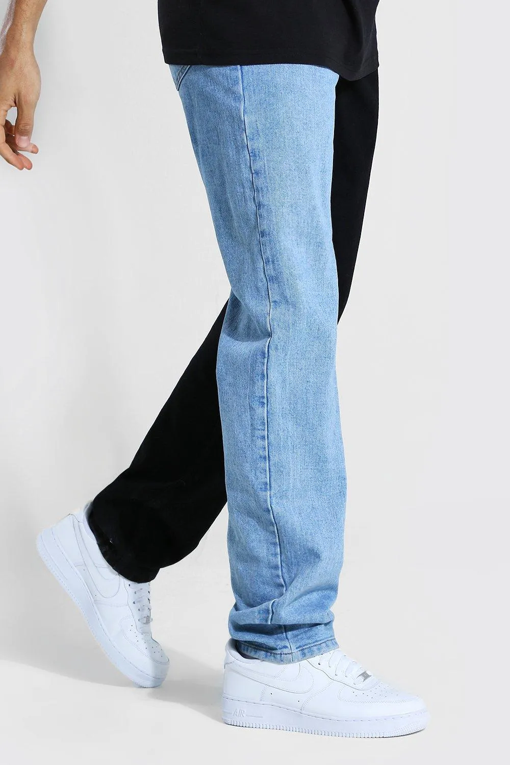 Tall Relaxed Fit Spliced Jean | boohooMAN UK