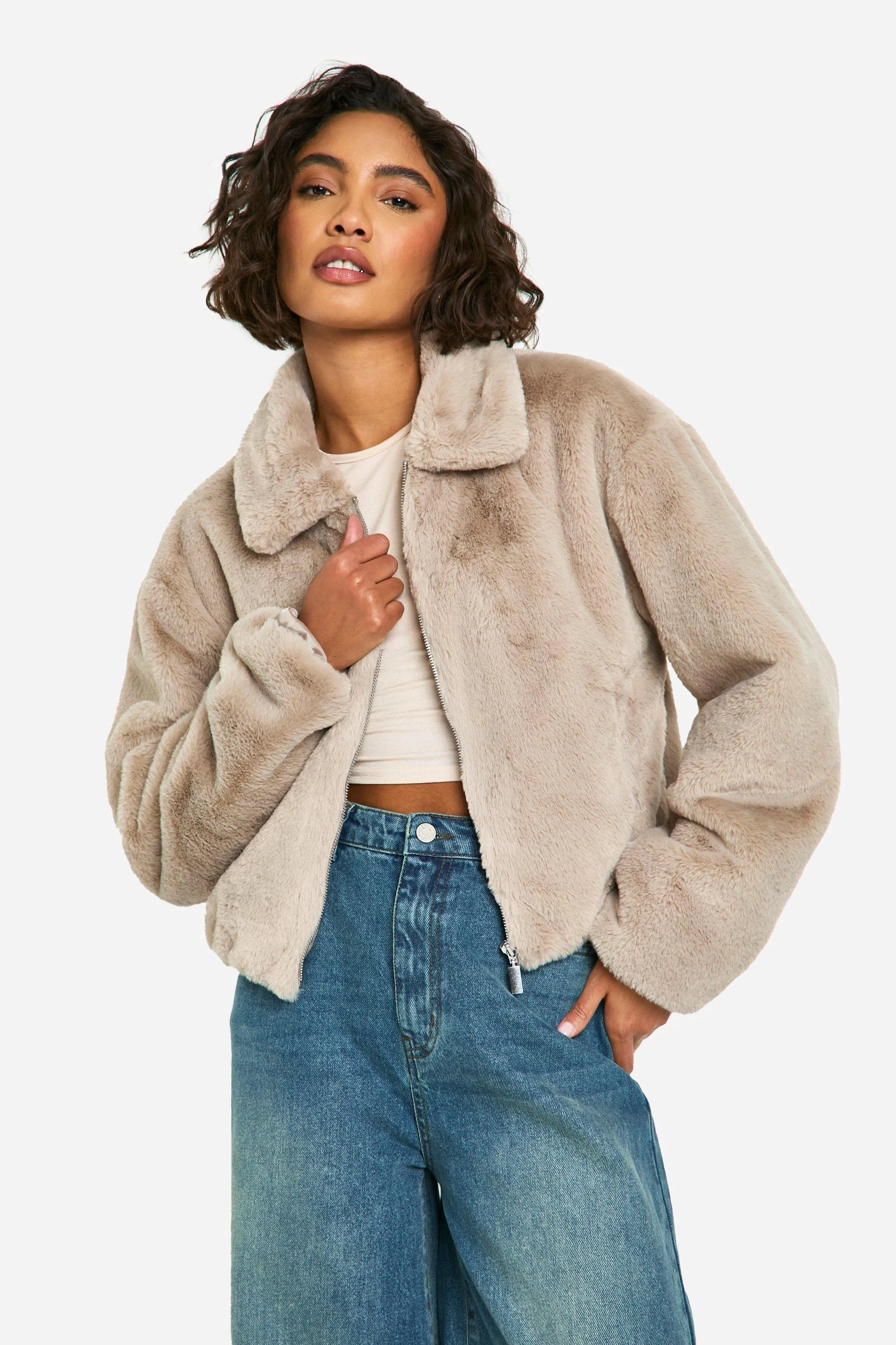 Tall Short Faux Fur Jacket