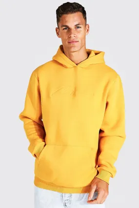 Tall Size Man Script Debossed Hoodie | boohooMAN UK