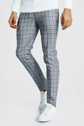 Tall Skinny Check Cropped Smart Trouser | boohooMAN UK