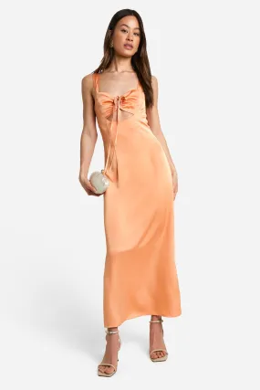 Tall Tie Front Satin Maxi Dress