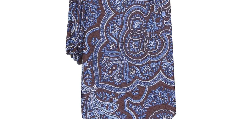 Tasso Elba Men's Neck Tie Hunter Genoa Paisley Skinny Silk Blue Size Regular