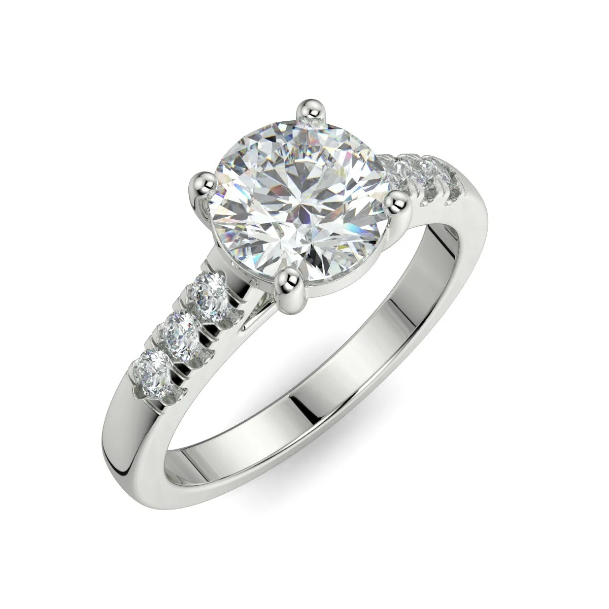 “Teagan” Brilliant Round 4 Prong Pave Set Engagement Ring 