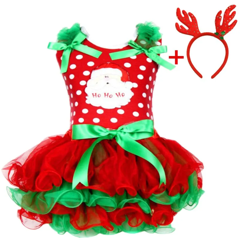 Toddler Baby Girls Christmas Dresses For Kids Princess Party Polka Dot Long Sleeve Snowman Santa Claus Costume Children Clothing