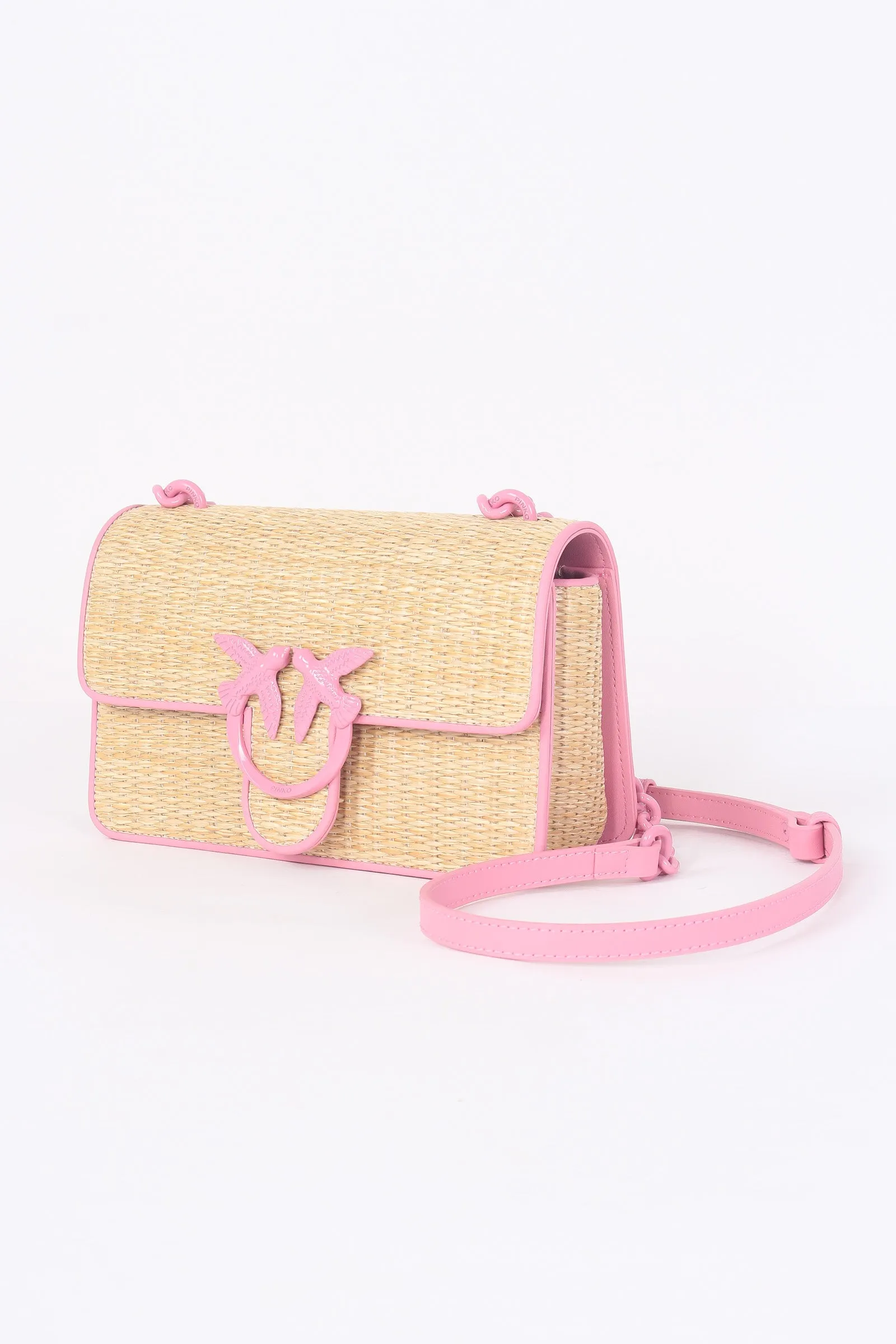 Tracolla Mini  Love One Rafia Naturale/rosa