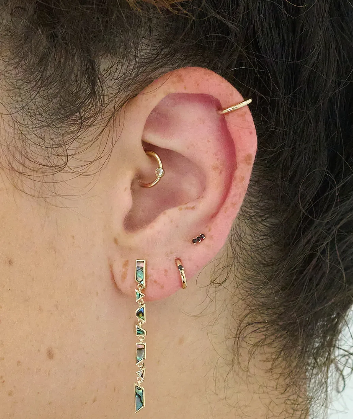 Triple Reverse Set Emerald Studs